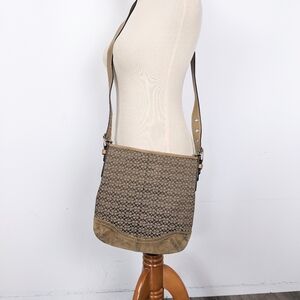 Coach Autre Marque Signature Monogram Brown Beige Leather Shoulder Bag F10944